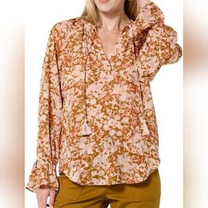 La Joie Essential Raglan-Sleeve Blouse Fawn Abstract Floral Sz. 3X NWT
